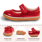 RAVINE ECO Sneaker Mary Jane | Red Rose Shimmer