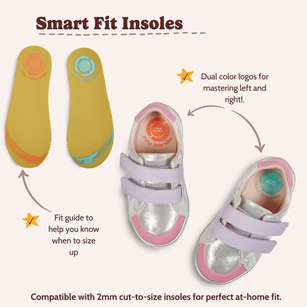 Smart Fit Insoles: Fit guide to help you know when to size up. Dual color logos for mastering left & right! Compatible with 2mm cut-to-size insoles for perfect at-home fit.